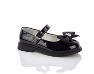 Черные туфли с бантом  для девочки