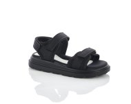 Черные сандалии на три липучки для девочки