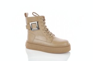 Темно бежевые высокие ботинки зимние Clibee девочкам