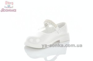 Белые туфли с жемчужинами для девочки