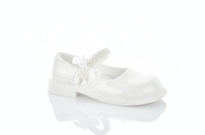 Белые праздничные туфли с жемчугом для девочки