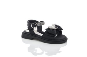 Сандалии черные с бантиком для девочек