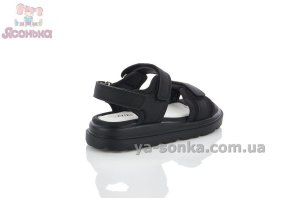 Черные сандалии на три липучки для девочки