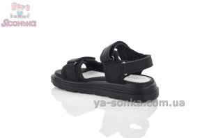 Черные сандалии на три липучки для девочки